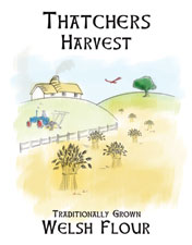 Thatchers Harvest, flour produced from the grain produced from our wheat fields